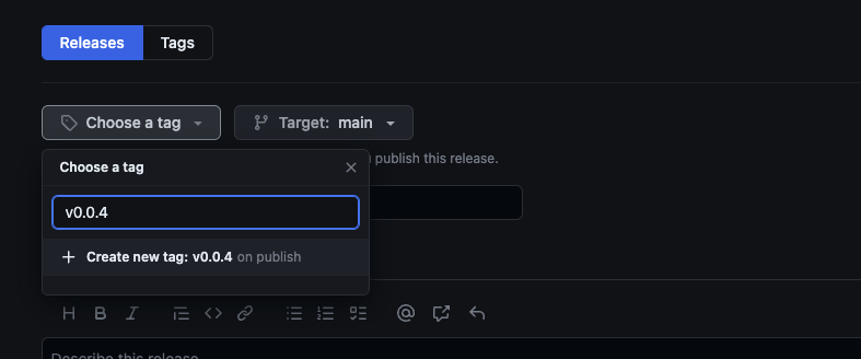Github create a new release button
